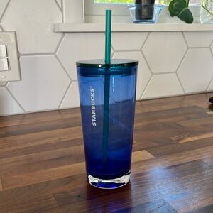 Starbucks Blue & Teal Glass Tumbler 18OZ Limited Edition